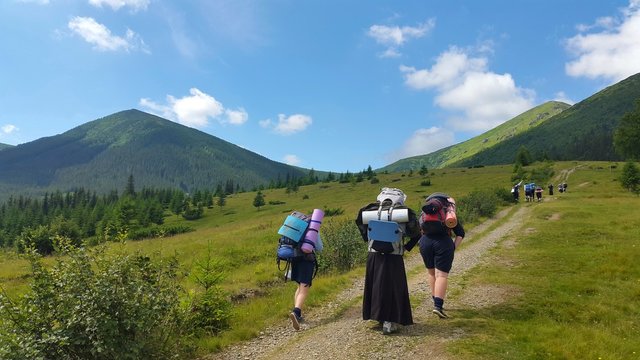 The nuns go Hiking in the mountains