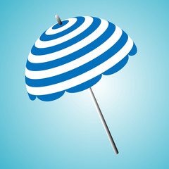 Vector illustration of a beach blue and white umbrella  on a transparent background
