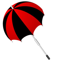 Vector illustration of a beach black and red umbrella  on a transparent background