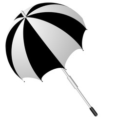 Vector illustration of a beach black and white umbrella  on a transparent background