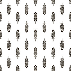 seamless pattern with black feathers