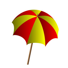 Vector illustration of a beach yellow and red  umbrella  on a transparent background
