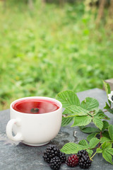 Cup of tea and blackberry