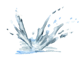Water splash. Watercolor hand-drawn illustration