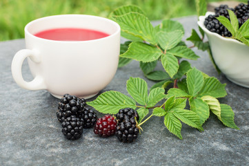 Cup of tea and blackberry