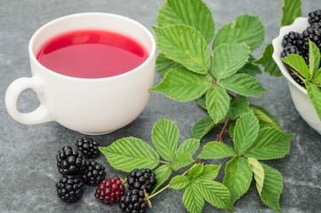 Cup of tea and blackberry