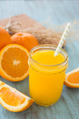 Breakfast Orange Juice In A Glass With Straw