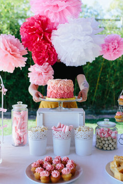 baby girl dessert table
