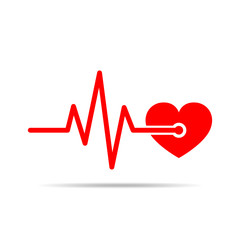 Heart with heartbeat sign. Vector illustration.