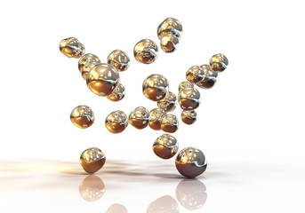 Gold nanoparticles, 3D illustration. Biotechnological and scientific background