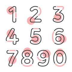 (Element) set of ten numbers form zero to nine, number flat design - obrazy, fototapety, plakaty