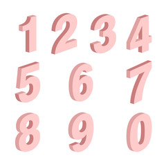 (Element) set of ten numbers form zero to nine, number flat design