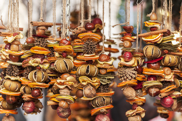 Close-up of dried fruit decoration