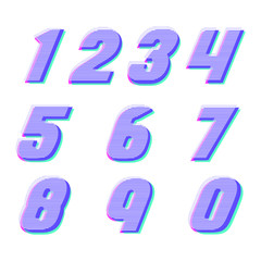 (Element) set of ten numbers form zero to nine, number flat design