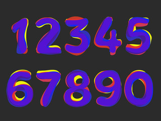 (Element) set of ten numbers form zero to nine, number flat design