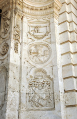 Sculptural reliefs in the Old Tobacco Factory, Seville, Spain