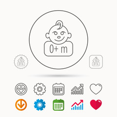 Baby face icon. Newborn child sign.