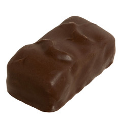 Chocolate bar close up isolated on white background