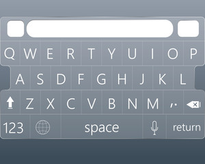 Modern smartphone keyboard of alphabet buttons. Mobile keyboard. Vector illustration