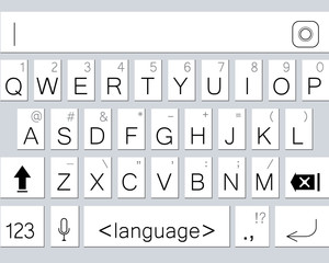 Modern smartphone keyboard of alphabet buttons. Mobile keyboard. Vector illustration