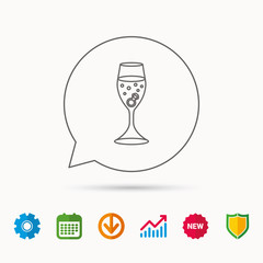 Glass with ring icon. Engagement symbol.