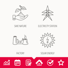 Fototapeta premium Electricity station, factory and solar energy.