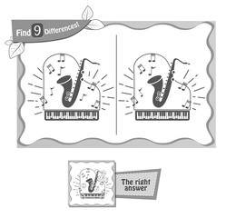 find 9 differences game black saxophone