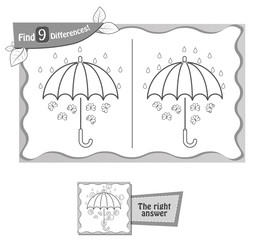 find 9 differences game black umbrella