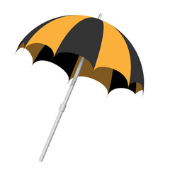 Vector illustration of a beach black and yellow umbrella on a transparent background