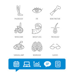 Vein varicose, neurology and trichology icons.