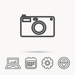 Photo camera icon. Photographer equipment sign.