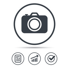 Camera icon. Professional photocamera sign.