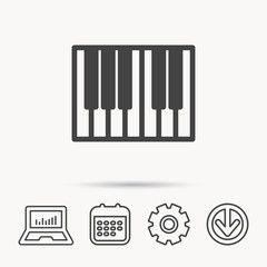 Piano icon. Royal musical instrument sign.