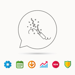 Shooting slapstick icon. Celebration sign.