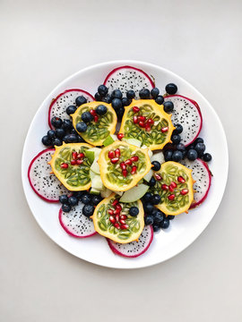 Healthy fruits for breakfast from above