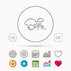 Wind icon. Cloud with storm sign.