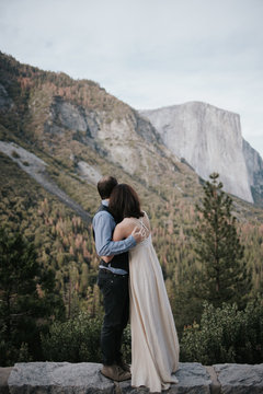 Adventurous bohemian elopement couple in Yosemite