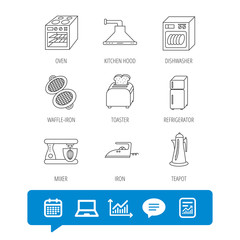 Dishwasher, refrigerator and blender icons.