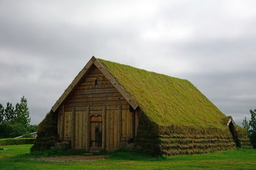 Obraz premium Reconstruction of a medieval church, Skalholt, Iceland