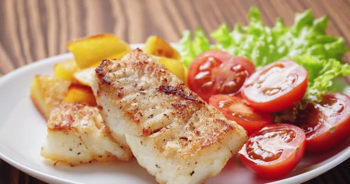roasted codfish fillet with vegetables