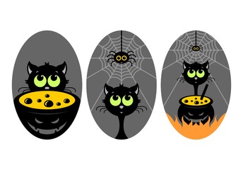 Halloween, stickers or badges, icons or logos in modern line style. Vector illustration.