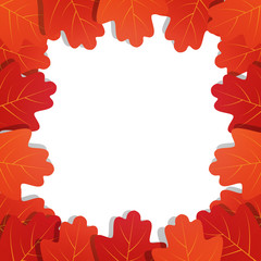 Autumn leaves background. Frame of vector oak leaves. Template for Autumn banner, poster, ad, card.