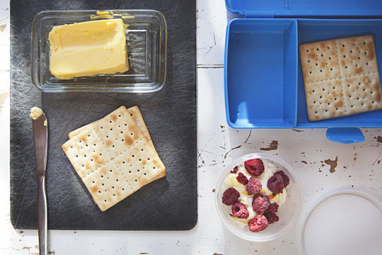 Preparing A Child's School Lunch In The Morning In Australia