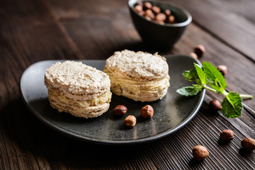 Hazelnut Meringues filled with hazelnut cream