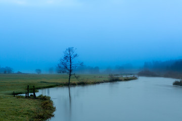 Misty autumn river Semois