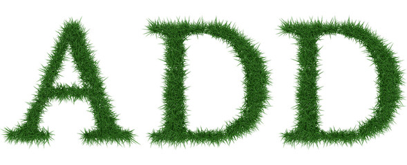 Add - 3D rendering fresh Grass letters isolated on whhite background.