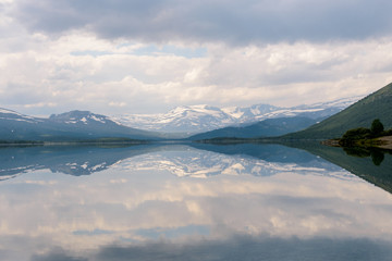 Valdresflye lake with reflections