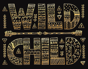 golden Wild child lettering