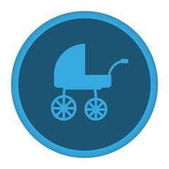 Fototapeta na wymiar App Icon blau Kinderwagen retro