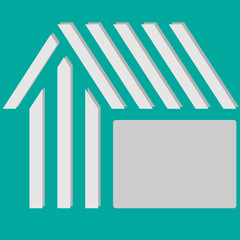 Home shape built from lines and a rectangle